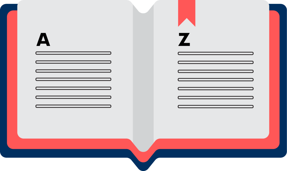Decorative cartoon image of a dictionary