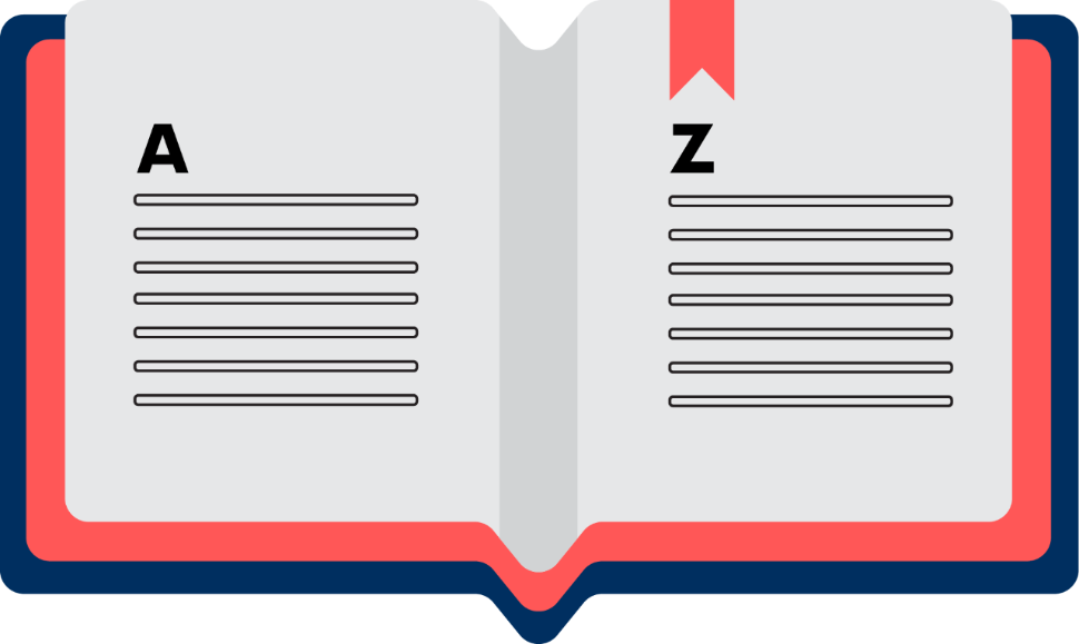 Decorative cartoon image of a dictionary