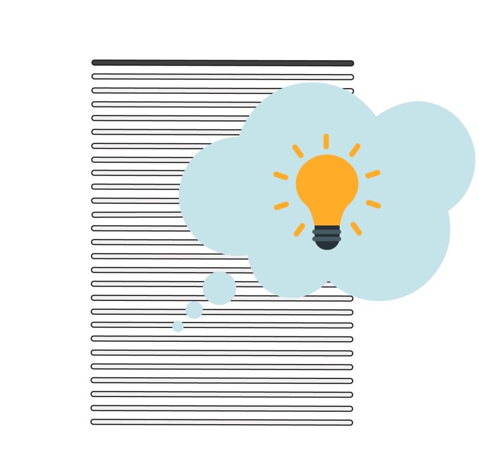 Decorative cartoon image of page with ideas