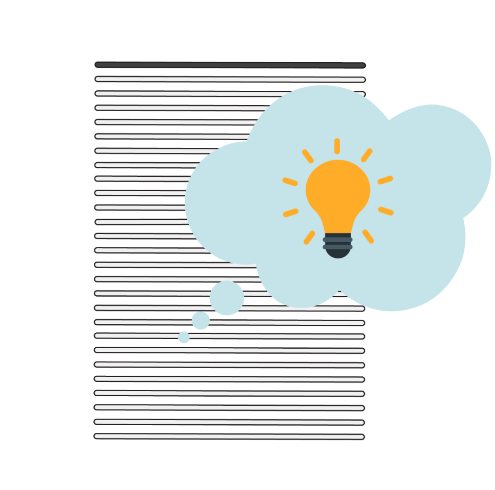 Decorative cartoon image of page with ideas