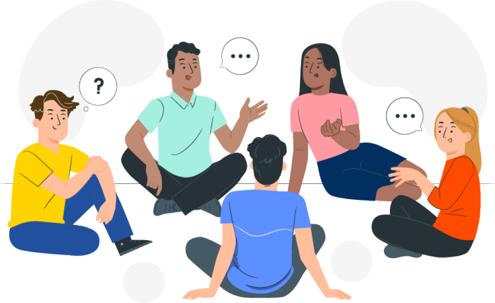 Decorative cartoon image of students