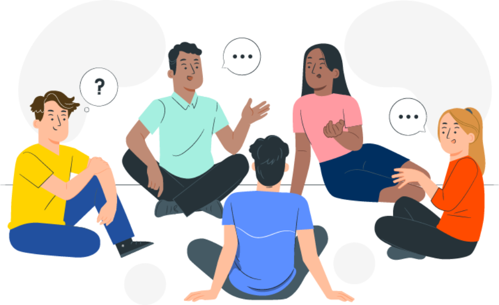 Decorative cartoon image of students