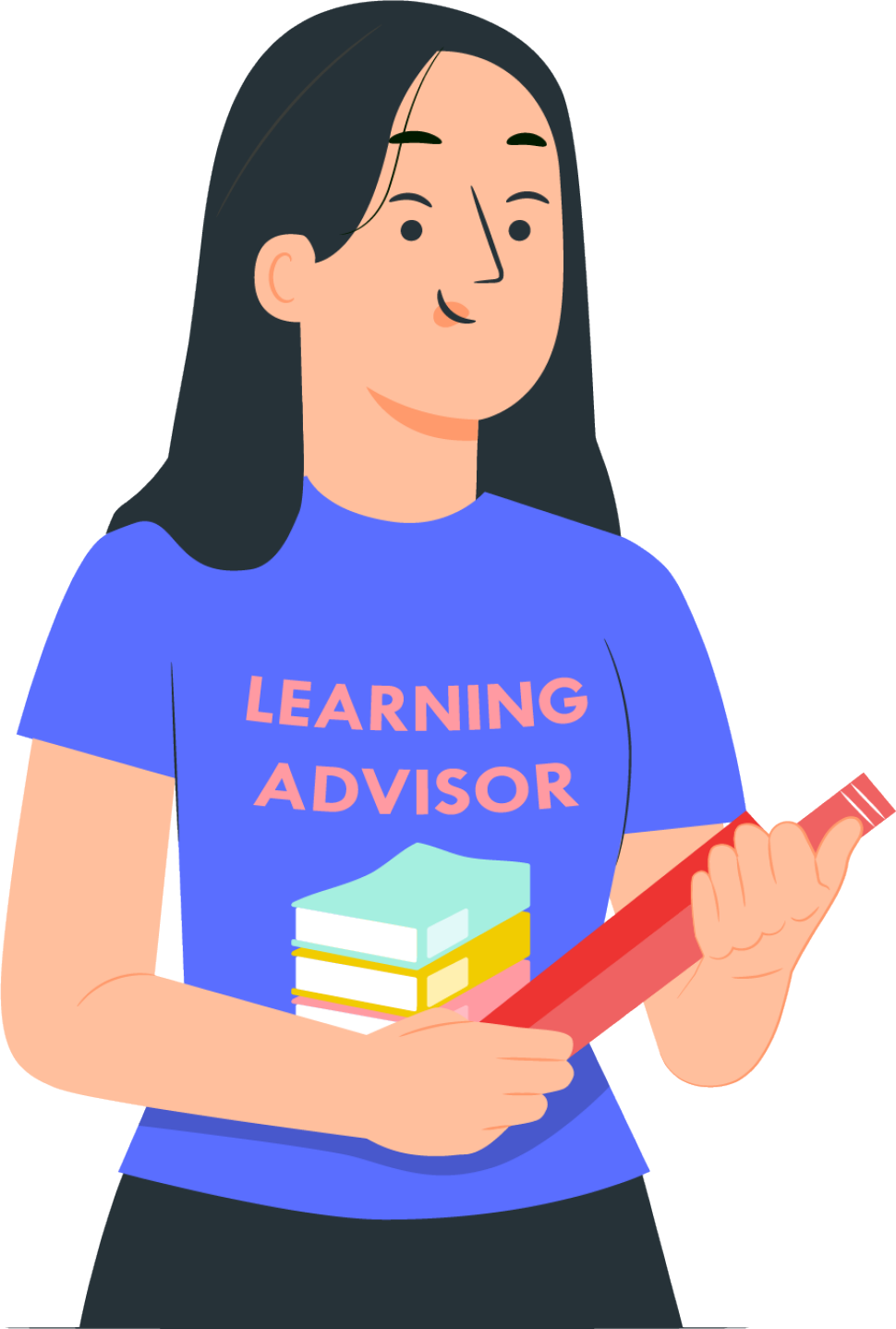 Decorative cartoon image of a learning advisor