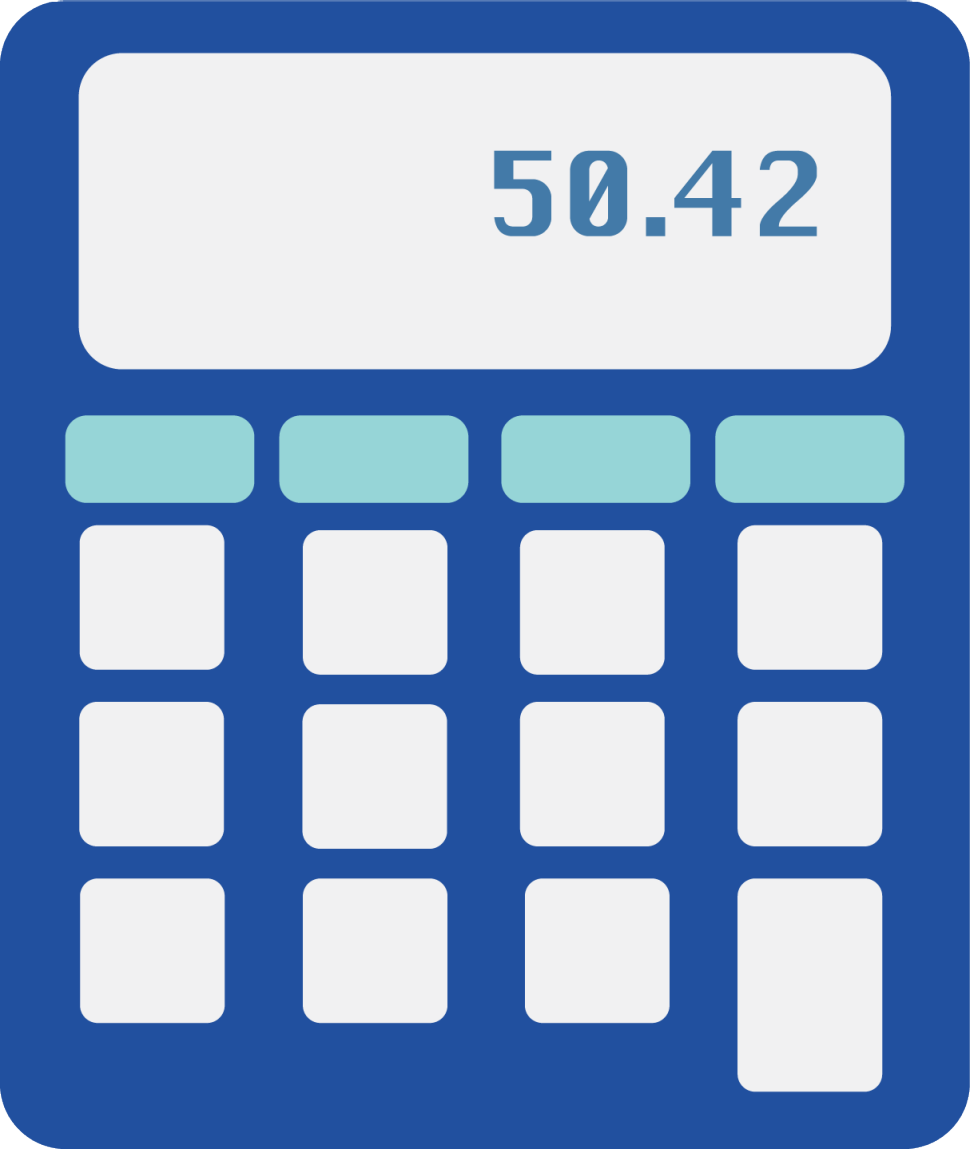 Decorative cartoon image of a calculator