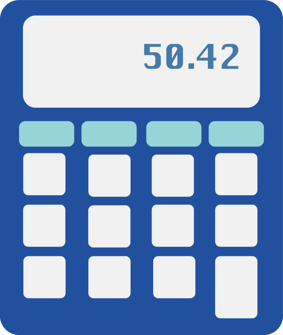 Decorative cartoon image of a calculator