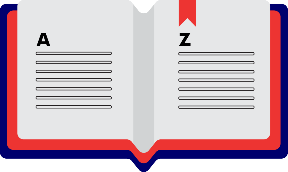 Decorative cartoon image of a dictionary
