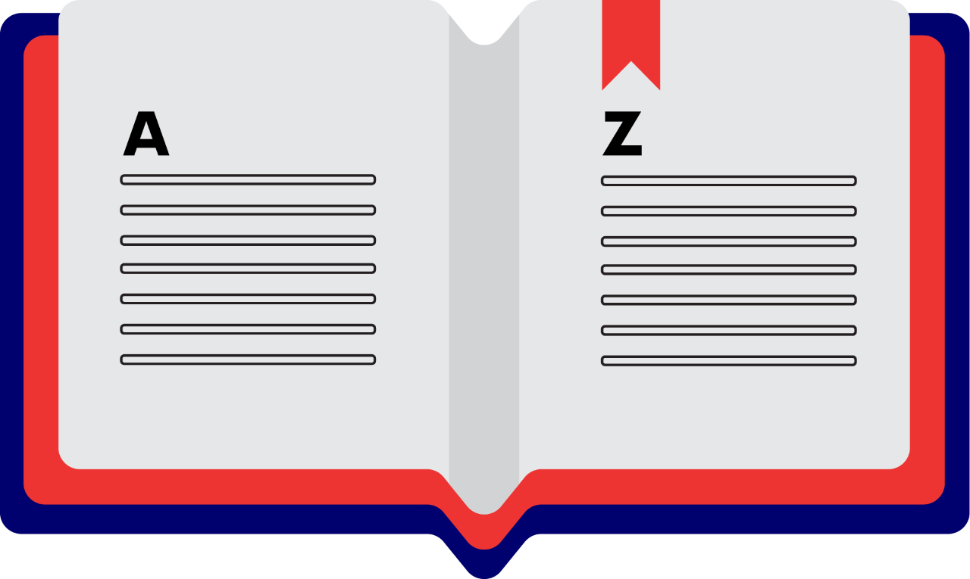 Decorative cartoon image of a dictionary