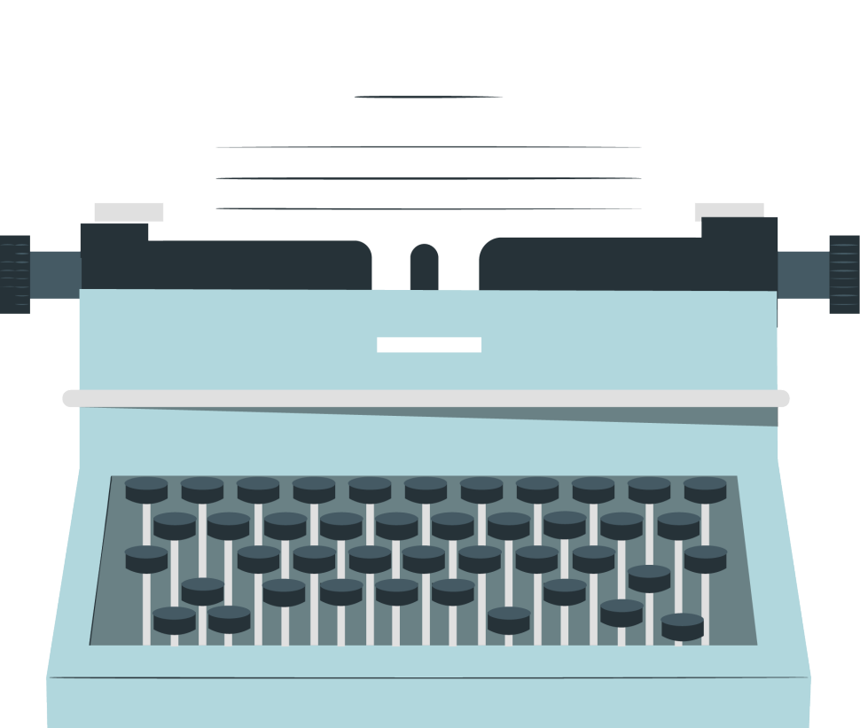 Decorative cartoon image of a typewriter